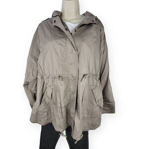 Only Tan Hooded Utility Jacket Large